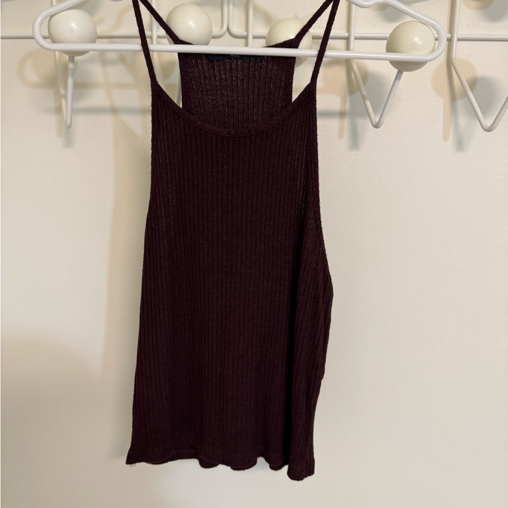 Brandy Melville Dark Maroon Ribbed Tank Top